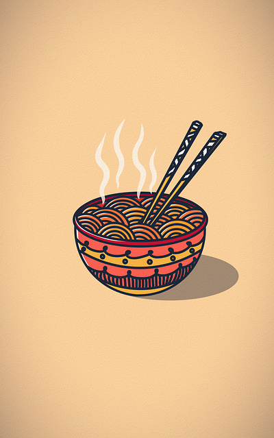 Noodle Doodle chopsticks creative design doodle effects food hot illustration illustrator infinite painter noodles pasta red vector