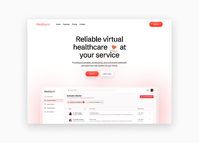 Medisync - Remote Healthcare Hero Section design figma framer ui visual