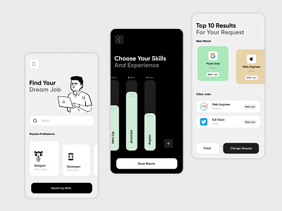 Job Finder minimal mobile ui uidesign