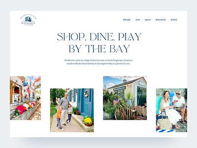 Wickford Village brick and mortar ecommerce landing landing page mainstreet mall minimal new england plaza rhode island shop shoppes shopping shops small business ui ux village web design website