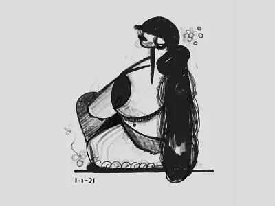 2021 RESOLUTION - To draw daily :) 2021 365 daily challenge design drawdaily illustration newyear procreate rebound sketch woman