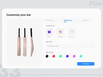 Customize Design - Daily UI Day 033 app app design bat cricket app cricketer custom custom lettering custom logo custom type customtype dailyui design dropdown illustration minimal navbar ui ui ux uidesign ux