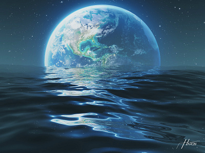 Ocean 3D Artwork - earth view 3d 3d art aesthetic artwork cinema4d design guga tevdorashvili hardy ocean ocean and earth ocean animation ocean cinema4d ocean3d ocean3dartwork photoshop redshift