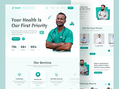 Medical and consultation landing page design design doctor doctor appointment health healthcare healthcare app hospital landing page medical app medicine medicine product mental patient responsive sylgraph ui ux uiux web website website design