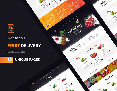 Fruit Delivery UI Kit adaptive blocks catalog creative dashboard fruit fruit delivery fruits fruity portal responsive sales shop store ui ui ux ui design ui kit user interface ux