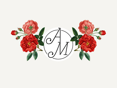 AM Floral Monogram floral monogram stamp vintage vintage floral