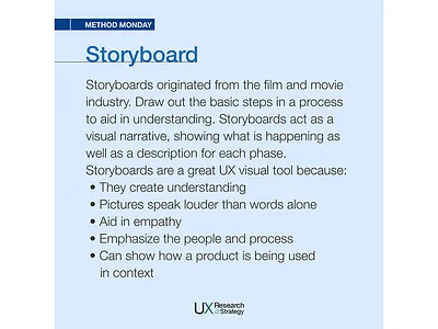 Method Monday 2021 Storyboard branding design methods research social media social media design user experience ux ux design visual design