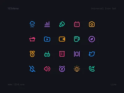 Universal Icon Set | Colorful 123done clean color colorful figma glyph icon icon design icon pack icon set icon system iconjar iconography icons iconset minimalism symbol ui universal icon set vector icons