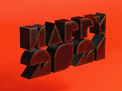 Happy2021 2021 3d initials metal minimal orange simple typography