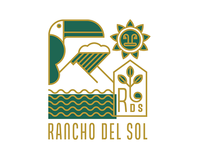 Rancho Del Sol Logo WIP art branding design flat hotel icons illustration illustrator logo toucan tropical vector