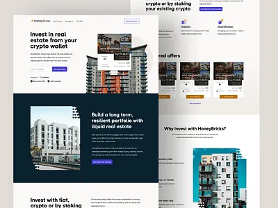 honeybricks crypto real estate website buildings crypto design estate header identity landing page market metaverse product real estate saas token ui webflow website