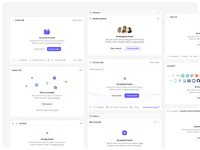 Search empty states — Untitled UI cmd k command k empty state folder icon product design quick search searchbar ui design user interface