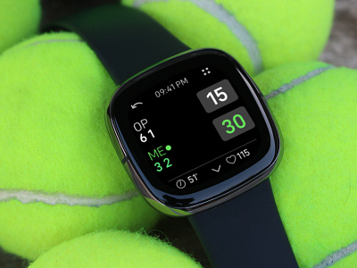 TennisTrkr app for Fitbit Versa 3 and Fitbit Sense app fitbit smartwatch tennis ui design