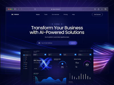Nexux - AI Driven SASS Framer Landing Page ai ai driven dark ui framer landing page saas sass technology ui web design