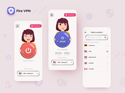 Fire Shield VPN app for iOS & Android 14 android vpn app app connect button design ios 14 ios vpn iphone 12 iphone vpn app vpn vpn app vpn app design vpn apps widget