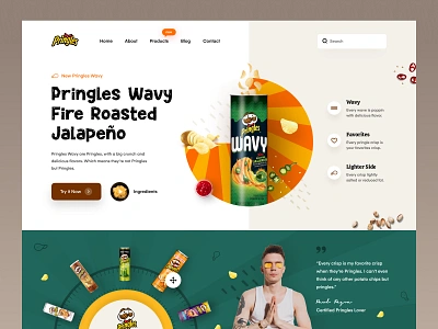 Pringles Landing Page chips crackers ecommerce farzan flavor food fries healthy homepage landing page potato potato crackers pringles restaurant rylic snacks uiux web design webflow website design