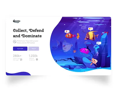 Crypto Game 👾💰 3d animation branding crypto design fish game gaming graphic design illustration landing landingpage logo motion graphics nft nft collection ui ux vector web