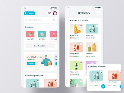 Medi Order - Get Your Medicine Delivered agency appdesign branding clean client concept concept design designing ecommerce madbrains medical app medical care medical design medical store mobile online medicine order online shop online shopping store ui