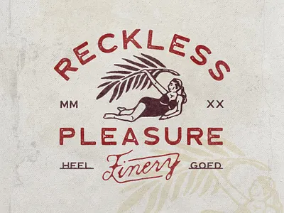 Reckless Pleasure angonmangsa apparel apparel design badges branding design graphicdesign hand drawn illustration logodesign merch merchandise tshirt typography vintage vintage badge vintage design