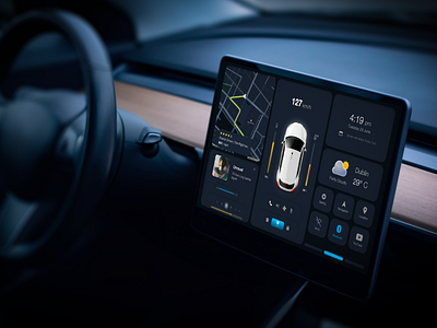 Electric car display concept UI appdesign car car app design car ui display electric car tesla ui uidesign ux ux car uxdesign