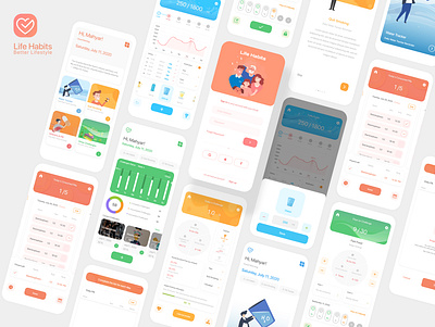Life Habits colors minimal quitsmoking ui ui design uiux user experience user interface watertracker