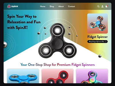 🌀 SpinX – The Ultimate Fidget Spinner Store! 🎡 creativedesign ecommerce fidgetspinner gradientmagic landingpage shopui uiux webdesign