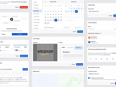 Modals & dialogs ai analytics app artificial intelligence b2b cards clean component data design design system dialog interaction minimal modal modern platform saas ui ux