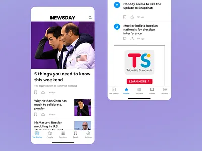 NEWSDAY | News App blog app breaking news digital transformation election interference global updates latest news mobile app mobile ui news news app news feed news site purple background tech news top stories trending user experience user interface uxui white theme