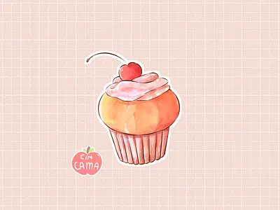 cup cake bread cake cherry cupcake cute dessert desserts digital art digital illustration digital painting digitalart food food illustration food illustrator illustration kawaii pink sticker sweet