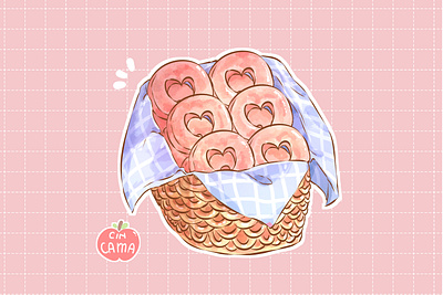 basket of cake basket cake cute digital art digital illustration digitalart food food illustration food illustrator foodie illustration kawaii love pink sticker