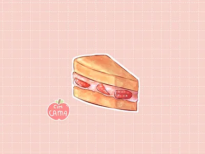 Strawberry Cup cake cream cute digital art digital illustration digitalart food food illustration food illustrator illustration kawaii pink sandwich sticker strawberry sweet whipped cream