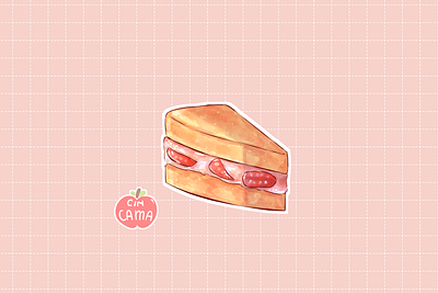 Strawberry Cup cake cream cute digital art digital illustration digitalart food food illustration food illustrator illustration kawaii pink sandwich sticker strawberry sweet whipped cream