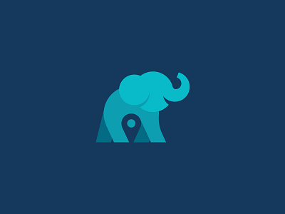 Elephant And Pin africa agency animal brand branding creative design elephant flat logo logotype map modern pin point simple tourism travel unused wild