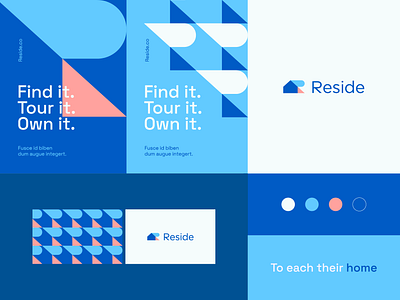 Reside - Visual identity system abstract branding clever corporate crypto family finance fintech home house letter logo minimal modern money r real estate trust vibrant web3