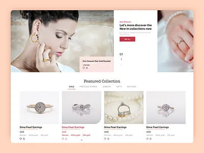 LoLoee Home page collection diamond featured gold jewelry precious stones shop ui ui design ux watch