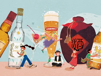 happy beer and wine day! art beer brand branding character illustration wine