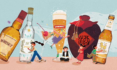 happy beer and wine day! art beer brand branding character illustration wine