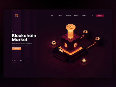 Blockchain Market Web Design abstract bitcoin bitcoin wallet bitcoins block chain blockchain isometric isometric art market web