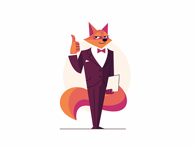 Fox in a suit adobe illustrator design fox icon illustration office suit thumbs up vector