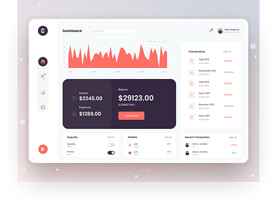 Crypto Dashboard UI Exploration balance transfer crypto exchange crypto wallet cryptocurrency finance financial website typography ui design uxdesign web app website design