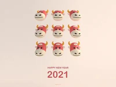 Happy New Year ! 2021 ! 2021 3d modeling celebration character character design cinema 4d cosmic cow happy new year illustration