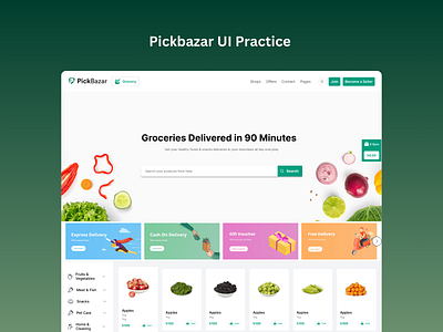 Picbazar Grocery UI UX Practice in Figma grocery figma design grocery ui design ui