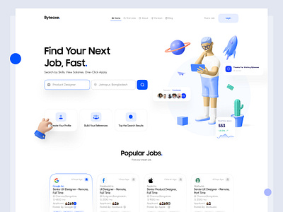 Job Portal Header Exploration 3d clean clean ui dribbble best shot exploration find job header interaction job portal landing page layout minimal minimalism product design trend 2021 trendy design ui uidesign ux webdesign