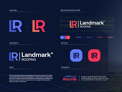 Landmark Construction construction design house logo logo design modern roofing