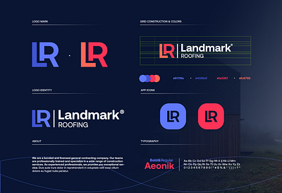 Landmark Construction construction design house logo logo design modern roofing