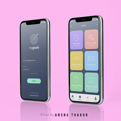 my goals app UI/UX design adobe illustrator adobe photoshop adobexd android app art branding design icon illustration ios app design iphone mockup logo mobile mockups typography ui ux vector