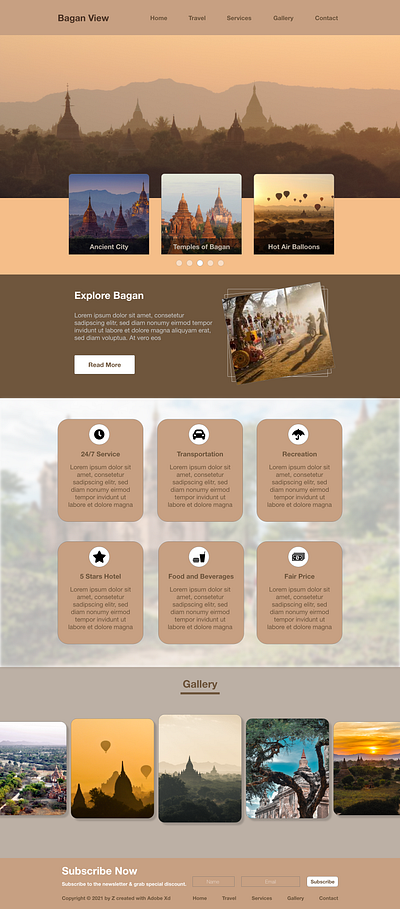 bagan adobe xd bagan home page landing page landing page design myanmar travel travel blog travel website web website design