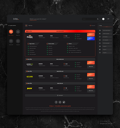 Cribs | Casino Web Landing Page | #2 black design casino casino online casumo dark dribble best shot gambling games hud jackpot landing page las vegas minimalist play sweden ui uidesign uiux user interface design web design
