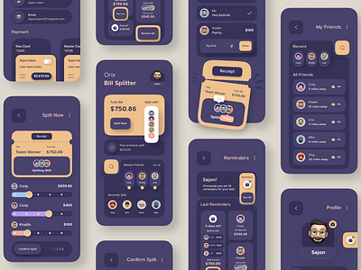 Bill Splitter App app bill billsplit minimal mobile mobile app mobile app design mobile apps mobile ui mobileapp mobileappdesign ui ui design uiux ux ux ui design uxui