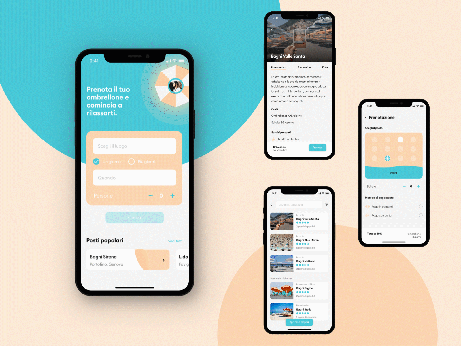 Sunbrella | Concept app for booking beach umbrellas after effects animation app design clean concept covid19 design figma flat social distancing socialdistancing ui ui design ui ux